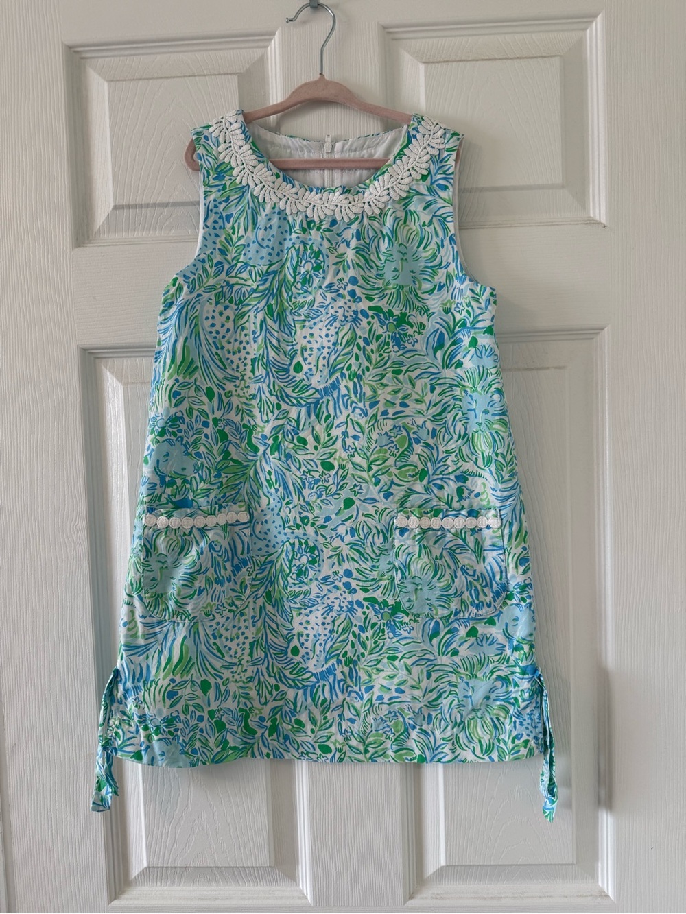 Lilly Pulitzer Floral Lion Shift Dress for Girls 8 - Blue & Green